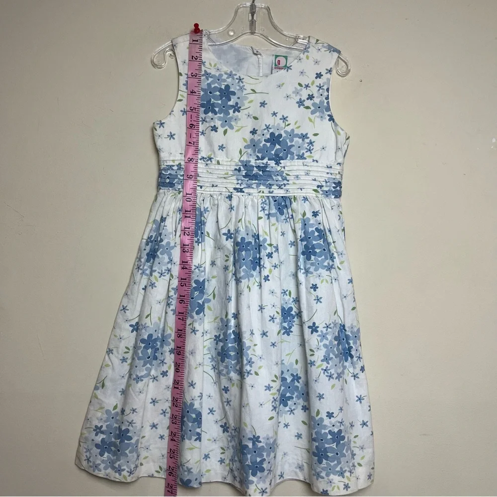 Vintage Gymboree Y2K 2001 Cotton Linen Blue White Floral Dress Large‎ 5 Years